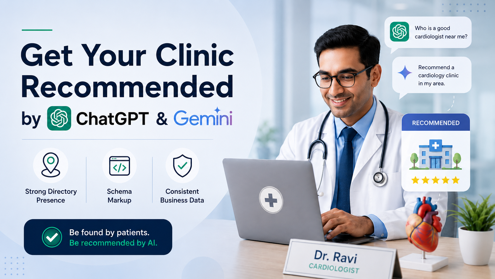How to get your clinic recommended by ChatGPT and Gemini — strong directory presence, schema markup, and consistent business data